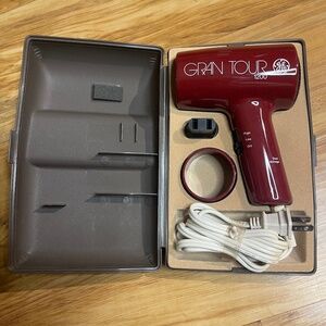 GE Gran Tour 1200 Dual Voltage Hair Dryer Red In Hard Plastic Case